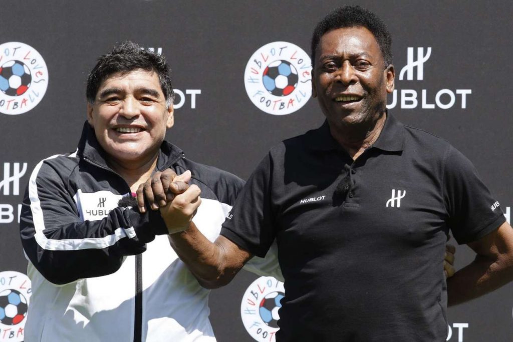 Diego-Maradona-and-Pele-at-football-match-organised-by-watchmaker-Hublot