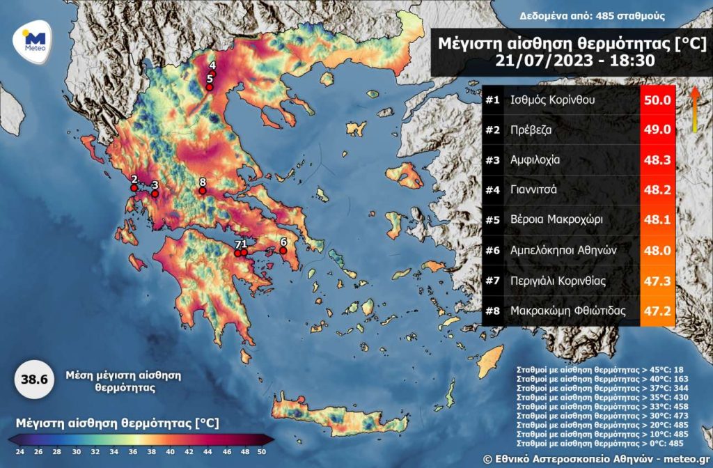 «Πυρακτώθηκε» ο Ισθμός της Κορίνθου: 50 βαθμοί Κελσίου η αίσθηση της θερμοκρασίας!