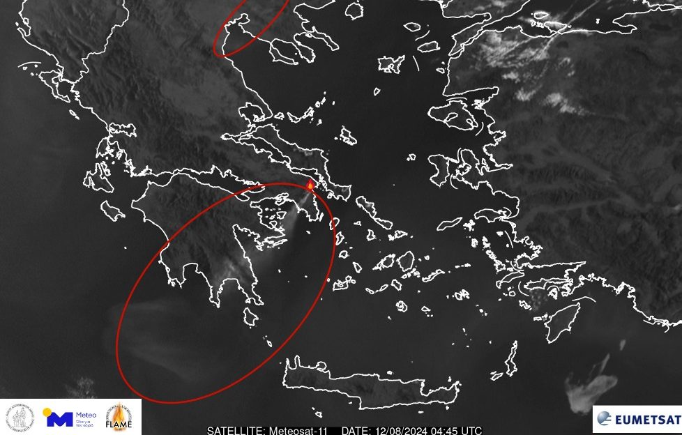 Πέρα από τη Μάνη έφτασαν οι καπνοί από τη φωτιά της Αττικής